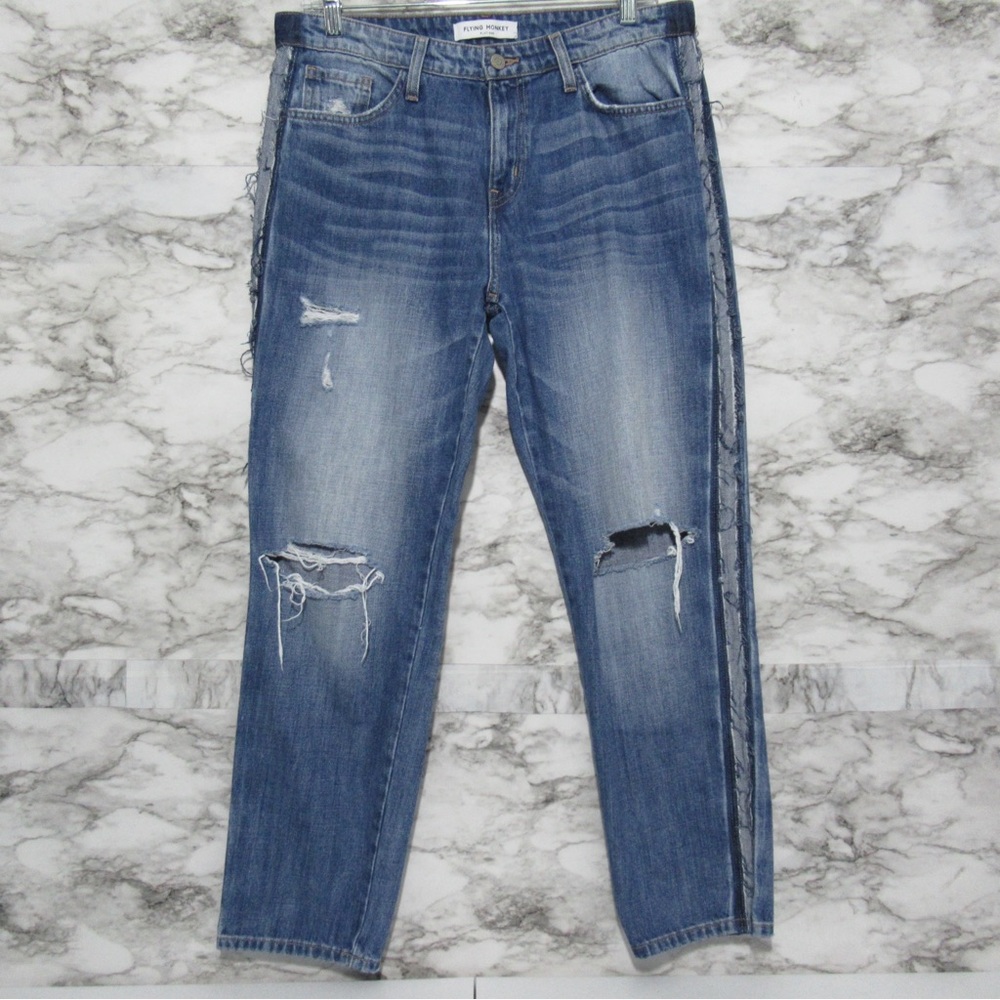 Flying Monkey Platinum Distressed Denim Jeans Size 29